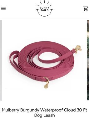 Mulberry Burgundy Waterproof Dog Leash - 30 Ft